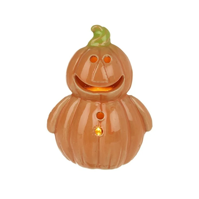 Light-up ceramic pumpkin